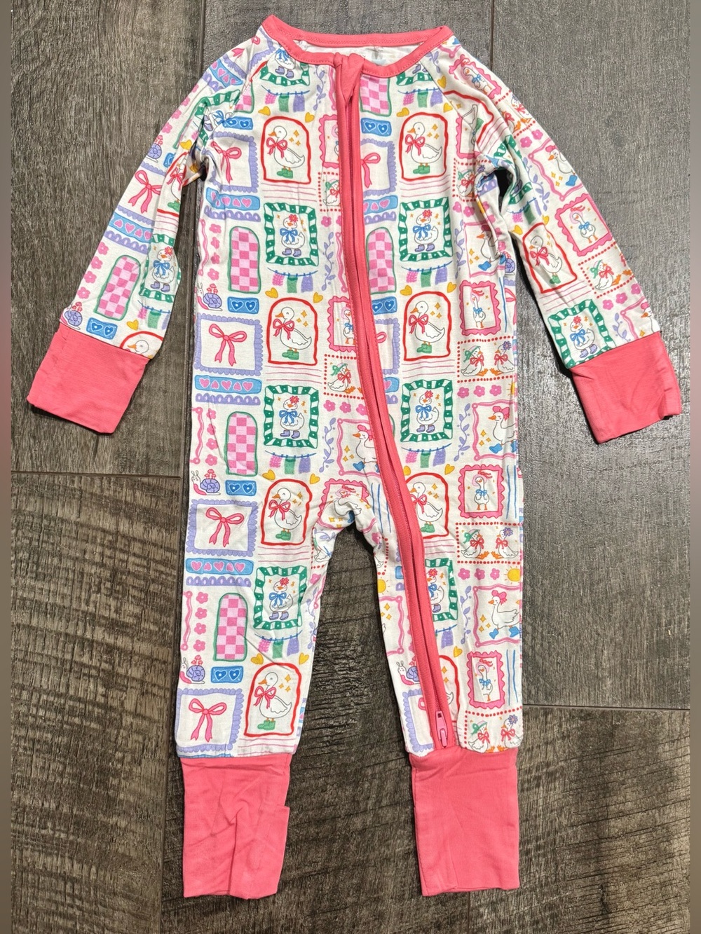 Baby Girl • Silly Goose • Bamboo Zipper Sleeper Geese Print 6-12 m